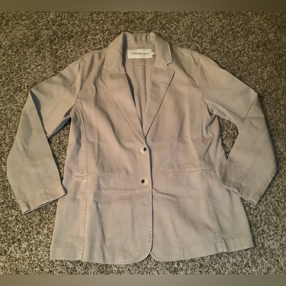 Calvin Klein Jeans denim blazer, color tan, size: S